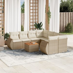 Maison exclusive - salon de jardin avec coussins 9 pcs beige résine tressée