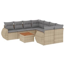 Maison exclusive - salon de jardin avec coussins 9 pcs beige résine tressée