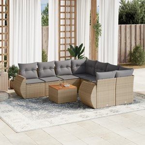 Maison exclusive - salon de jardin avec coussins 9 pcs beige résine tressée