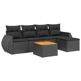Maison exclusive - salon de jardin 6 pcs avec coussins noir résine tressée