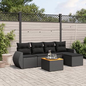 Maison exclusive - salon de jardin 6 pcs avec coussins noir résine tressée