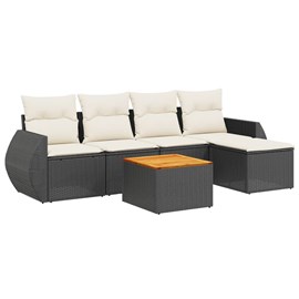 Maison exclusive - salon de jardin 6 pcs avec coussins noir résine tressée