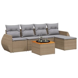 Maison exclusive - salon de jardin avec coussins 6 pcs beige résine tressée