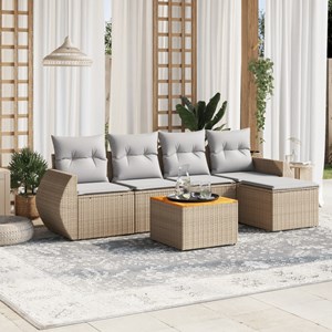 Maison exclusive - salon de jardin avec coussins 6 pcs beige résine tressée