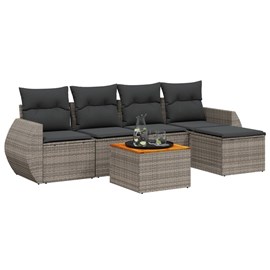 Maison exclusive - salon de jardin 6 pcs avec coussins gris résine tressée