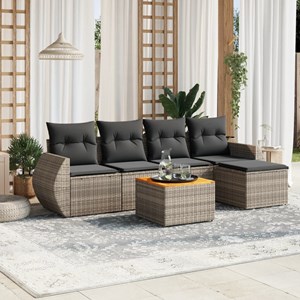 Maison exclusive - salon de jardin 6 pcs avec coussins gris résine tressée