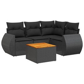 Maison exclusive - salon de jardin 5 pcs avec coussins noir résine tressée