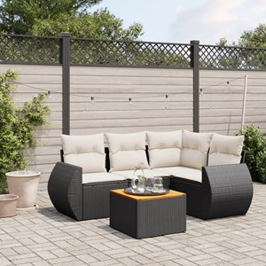 Maison exclusive - salon de jardin 5 pcs avec coussins noir résine tressée