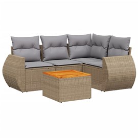 Maison exclusive - salon de jardin avec coussins 5 pcs beige résine tressée