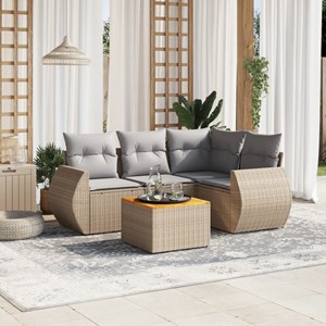 Maison exclusive - salon de jardin avec coussins 5 pcs beige résine tressée