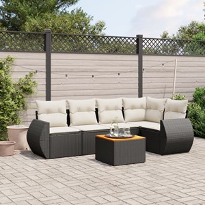 Maison exclusive - salon de jardin 6 pcs avec coussins noir résine tressée