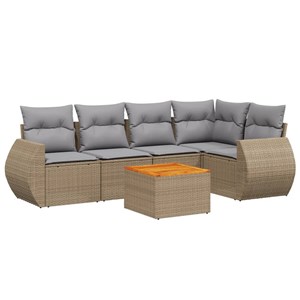 Maison exclusive - salon de jardin avec coussins 6 pcs beige résine tressée