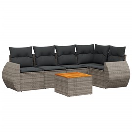 Maison exclusive - salon de jardin 6 pcs avec coussins gris résine tressée