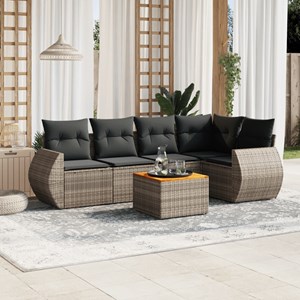 Maison exclusive - salon de jardin 6 pcs avec coussins gris résine tressée