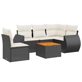 Maison exclusive - salon de jardin 6 pcs avec coussins noir résine tressée
