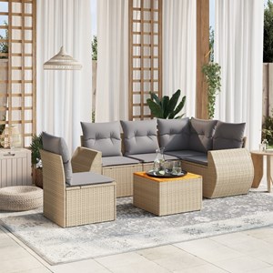 Maison exclusive - salon de jardin avec coussins 6 pcs beige résine tressée