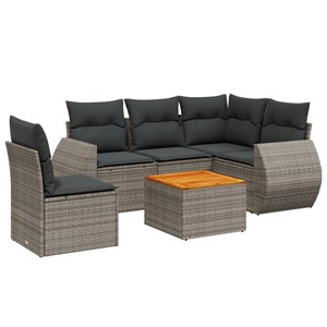 Maison exclusive - salon de jardin 6 pcs avec coussins gris résine tressée