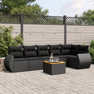 Maison exclusive - salon de jardin 7 pcs avec coussins noir résine tressée