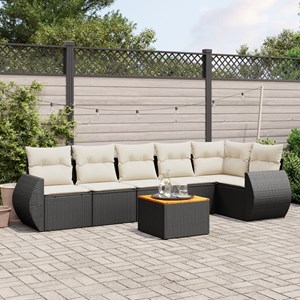Maison exclusive - salon de jardin 7 pcs avec coussins noir résine tressée