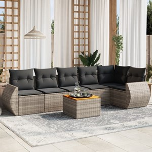 Maison exclusive - salon de jardin avec coussins 7 pcs gris résine tressée