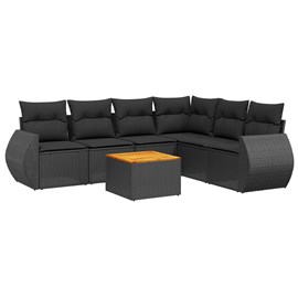 Maison exclusive - salon de jardin 7 pcs avec coussins noir résine tressée