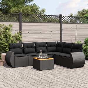 Maison exclusive - salon de jardin 7 pcs avec coussins noir résine tressée