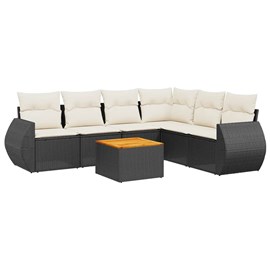 Maison exclusive - salon de jardin 7 pcs avec coussins noir résine tressée