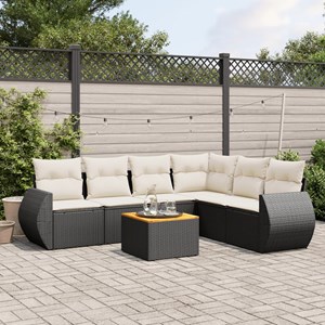 Maison exclusive - salon de jardin 7 pcs avec coussins noir résine tressée