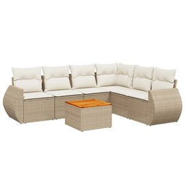 Maison exclusive - salon de jardin avec coussins 7 pcs beige résine tressée