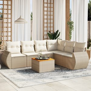 Maison exclusive - salon de jardin avec coussins 7 pcs beige résine tressée