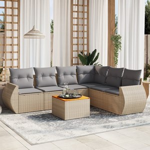 Maison exclusive - salon de jardin avec coussins 7 pcs beige résine tressée