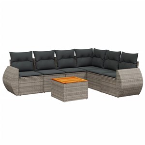 Maison exclusive - salon de jardin avec coussins 7 pcs gris résine tressée