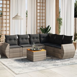 Maison exclusive - salon de jardin avec coussins 7 pcs gris résine tressée