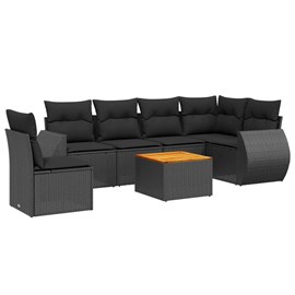 Maison exclusive - salon de jardin 7 pcs avec coussins noir résine tressée