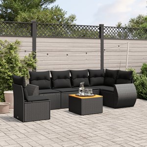 Maison exclusive - salon de jardin 7 pcs avec coussins noir résine tressée