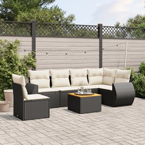 Maison exclusive - salon de jardin 7 pcs avec coussins noir résine tressée