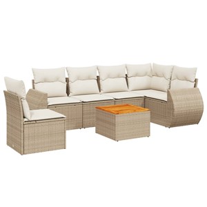 Maison exclusive - salon de jardin avec coussins 7 pcs beige résine tressée