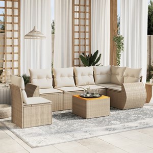 Maison exclusive - salon de jardin avec coussins 7 pcs beige résine tressée