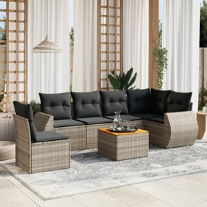 Maison exclusive - salon de jardin avec coussins 7 pcs gris résine tressée