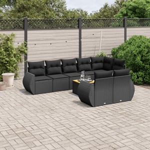 Maison exclusive - salon de jardin 9 pcs avec coussins noir résine tressée