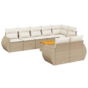 Maison exclusive - salon de jardin avec coussins 9 pcs beige résine tressée