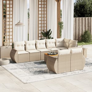 Maison exclusive - salon de jardin avec coussins 9 pcs beige résine tressée