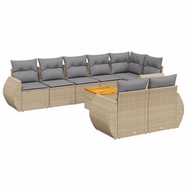 Maison exclusive - salon de jardin avec coussins 9 pcs beige résine tressée