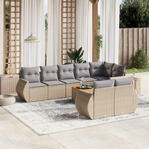 Maison exclusive - salon de jardin avec coussins 9 pcs beige résine tressée