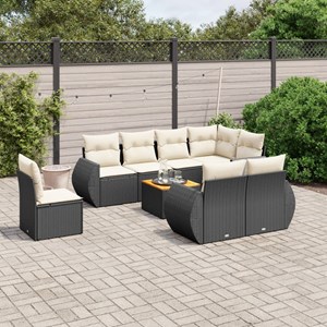 Maison exclusive - salon de jardin 9 pcs avec coussins noir résine tressée