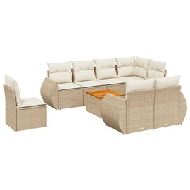 Maison exclusive - salon de jardin avec coussins 9 pcs beige résine tressée