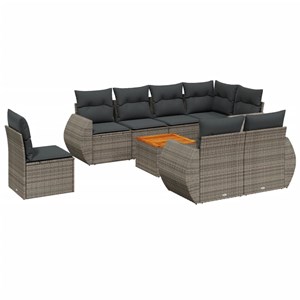 Maison exclusive - salon de jardin 9 pcs avec coussins gris résine tressée