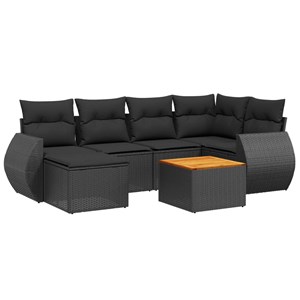 Maison exclusive - salon de jardin 7 pcs avec coussins noir résine tressée