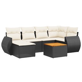 Maison exclusive - salon de jardin 7 pcs avec coussins noir résine tressée
