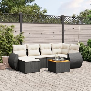 Maison exclusive - salon de jardin 7 pcs avec coussins noir résine tressée